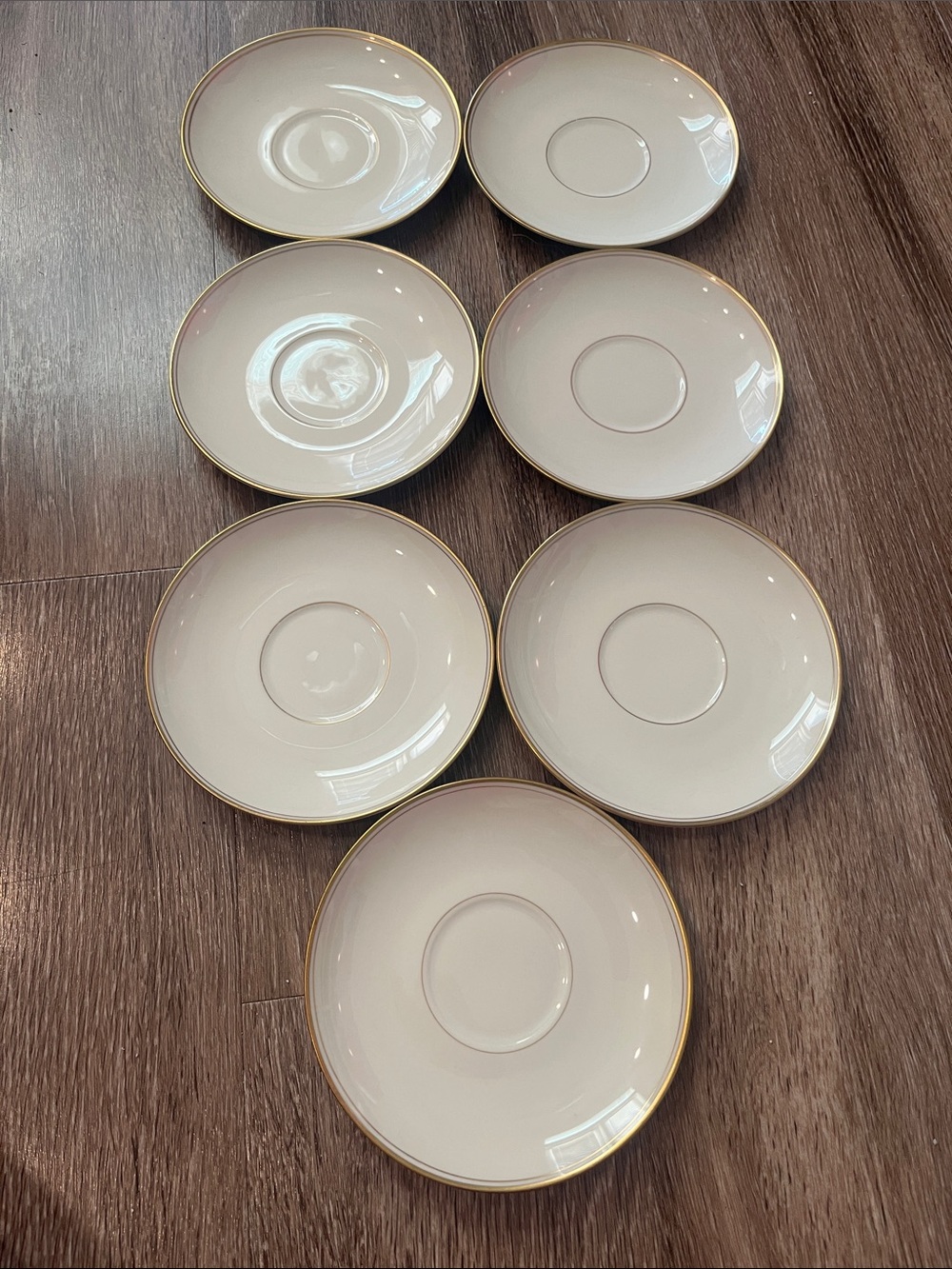 Vintage Franciscan Porcelain Saucers with Gold Rim - Set of 7